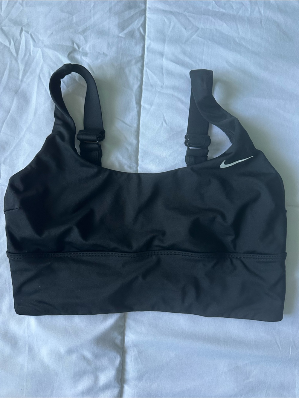 Nike Black Swim Top with White Swoosh Logo